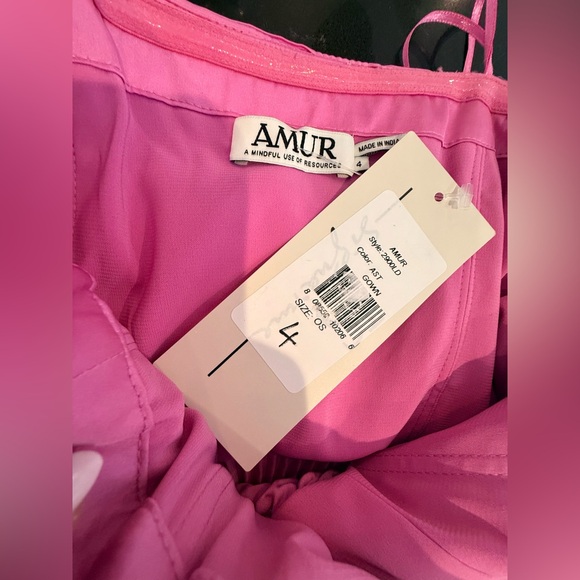 AMUR Harden Strapless Pleated Pink Midi Dress NWT - Picture 15 of 16